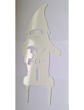 copy of Nain de jardin Bleue en métal assis sur rondin H. 38 cm