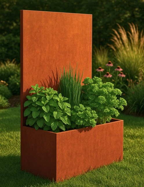 Bac avec panneau acier corten Bac avec panneau acier corten