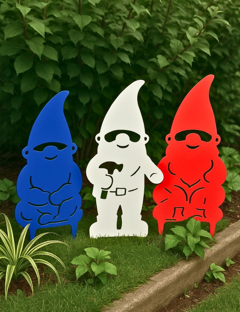 Nain de jardin métal tricolore bleu blanc rouge