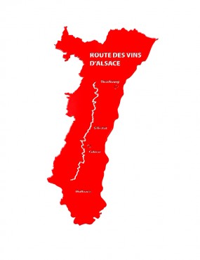 Carte Route des Vins Alsace rouge Sélestat Colmar