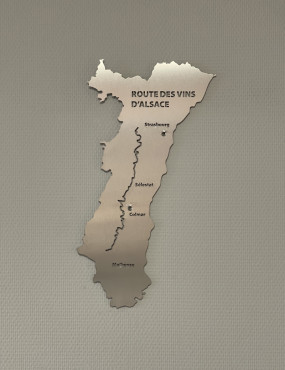 Carte Route des Vins Alsace en metal decoration