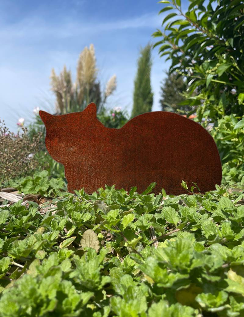 Chat corten déco jardin