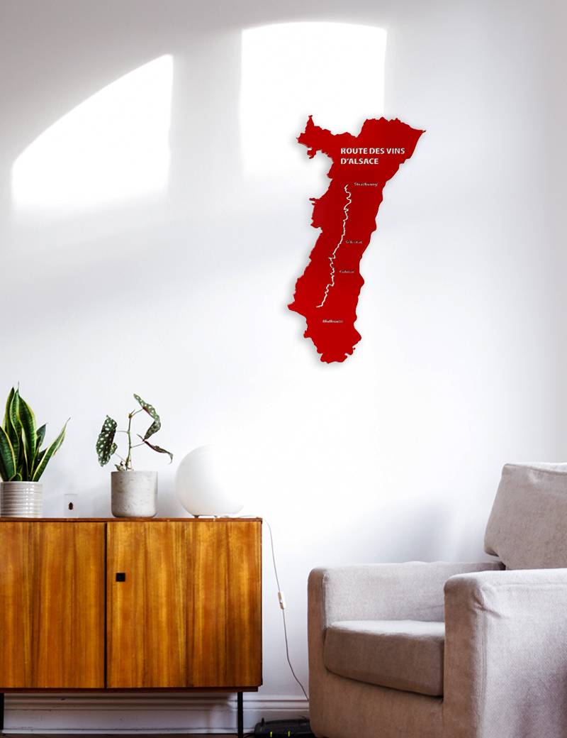 Déco murale carte route des vins alsace